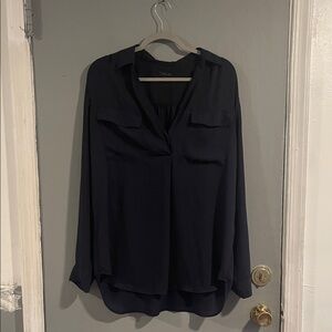 Ann Taylor Midnight Blue Blouse‎ Size Large Tall